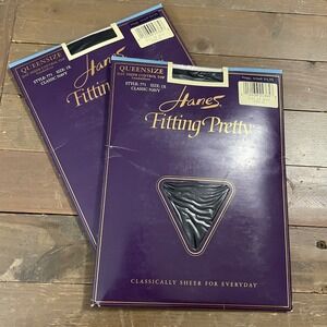 Hanes Fitting Pretty Queensize 1X Navy Day Sheer Control Top Pantyhose Style 771